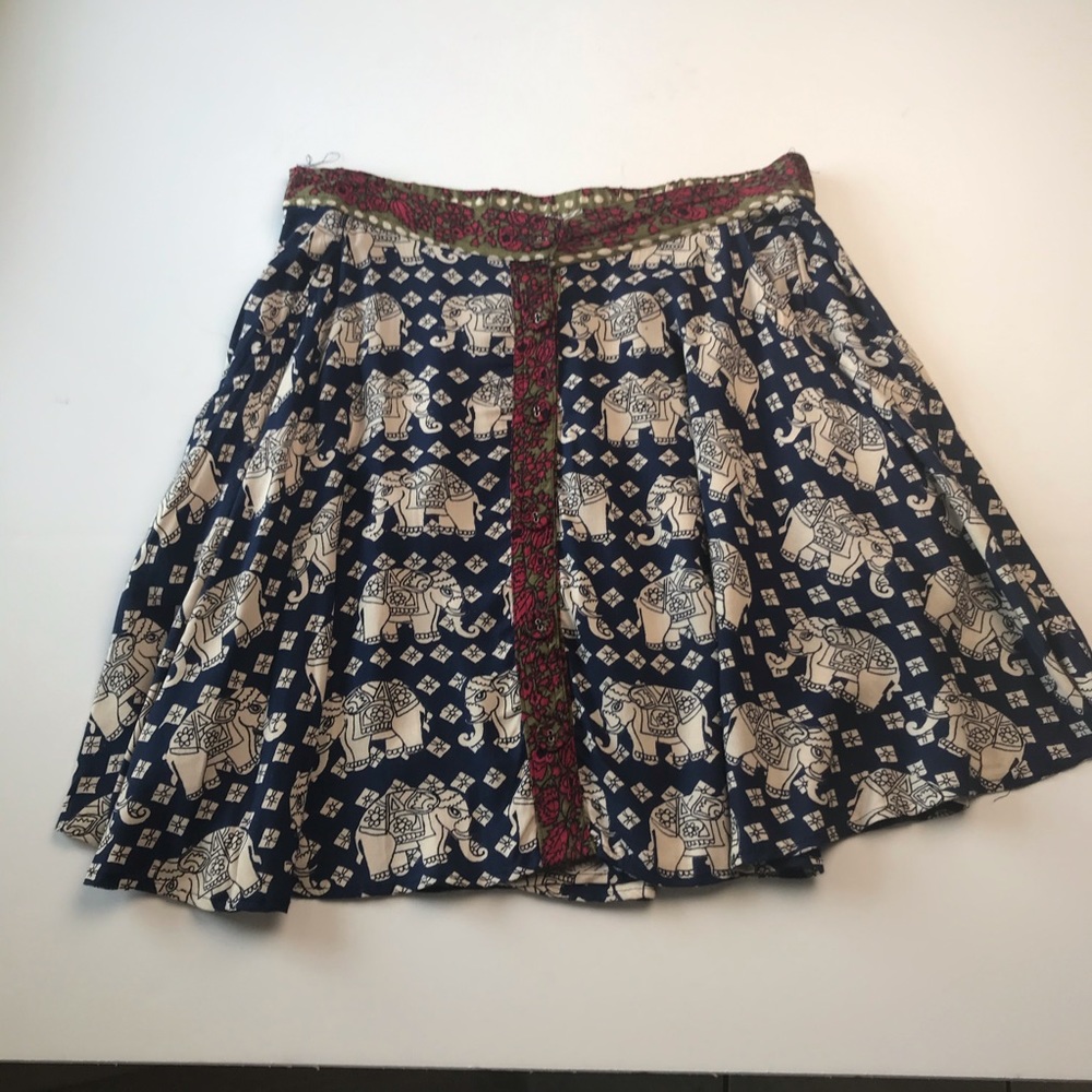 Boho Mixed Print Elephant Skater Skirt